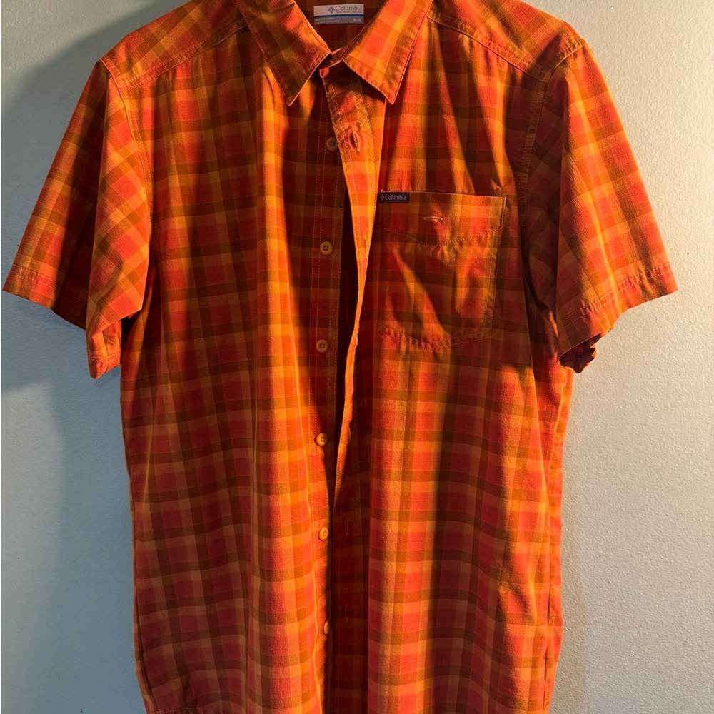 Columbia Men's Vibrant Orange Plaid Shirt
